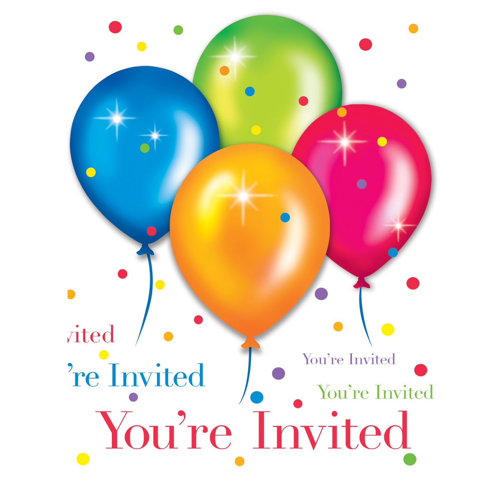 Birthday Balloons Invitations (25 count)