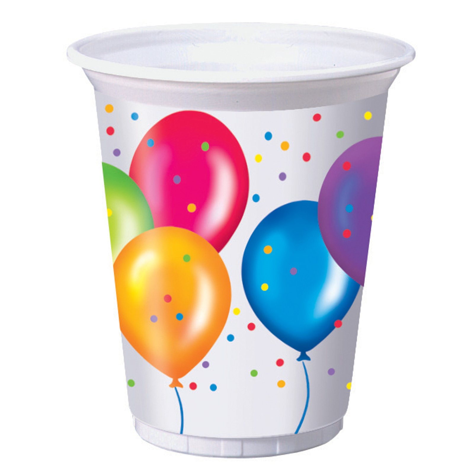 Birthday Balloons 16 oz. Plastic Cups (8 count)