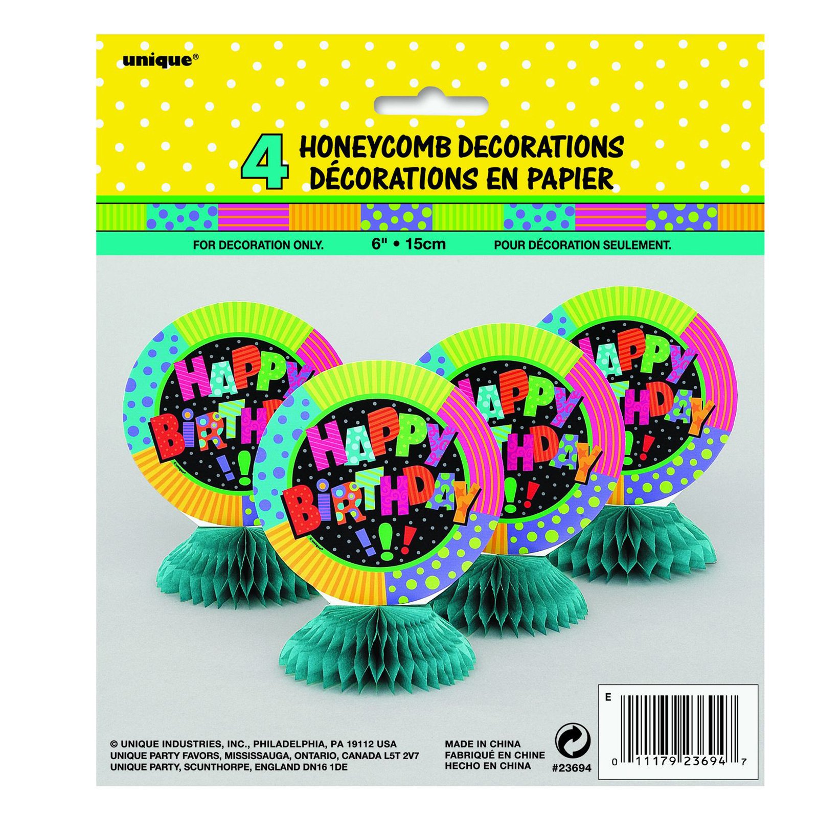 Infinite Birthday Honeycomb Decorations (4 count)