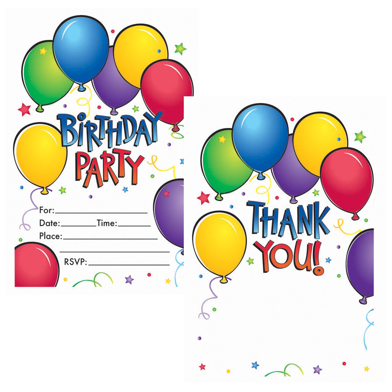 Balloon Fun Invitations and Thank You Postcards (50 count)