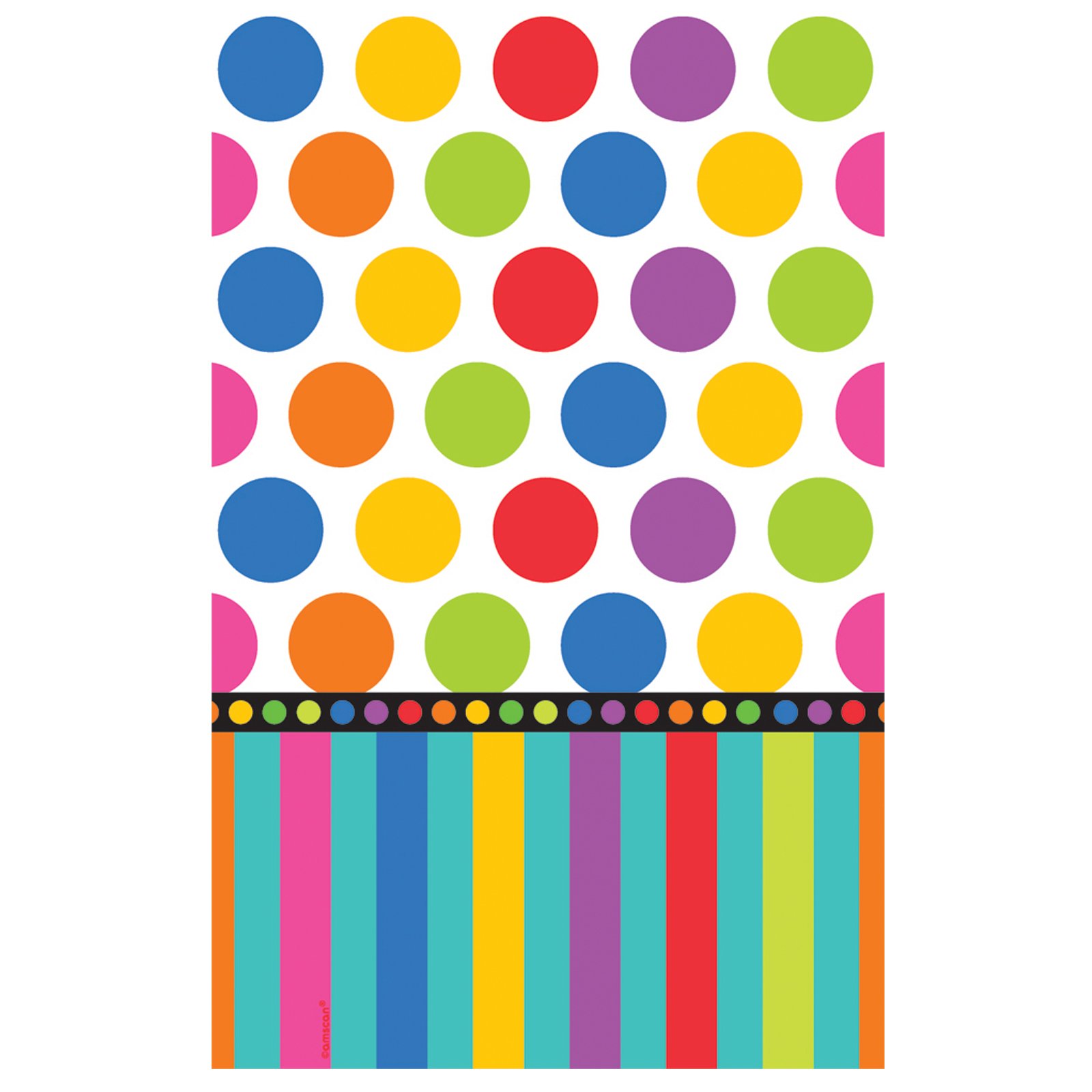 Dots and Stripes Birthday Plastic Tablecover