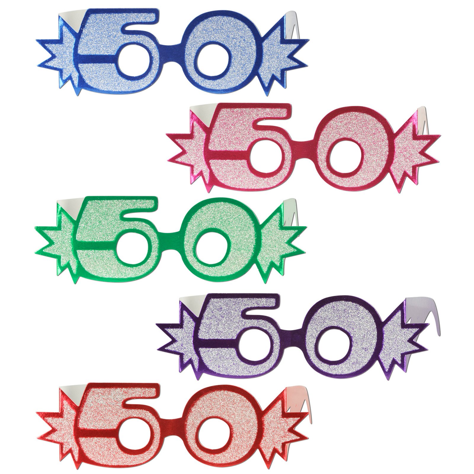 Glittered Foil Eyeglasses "50" Asst. (1 count)