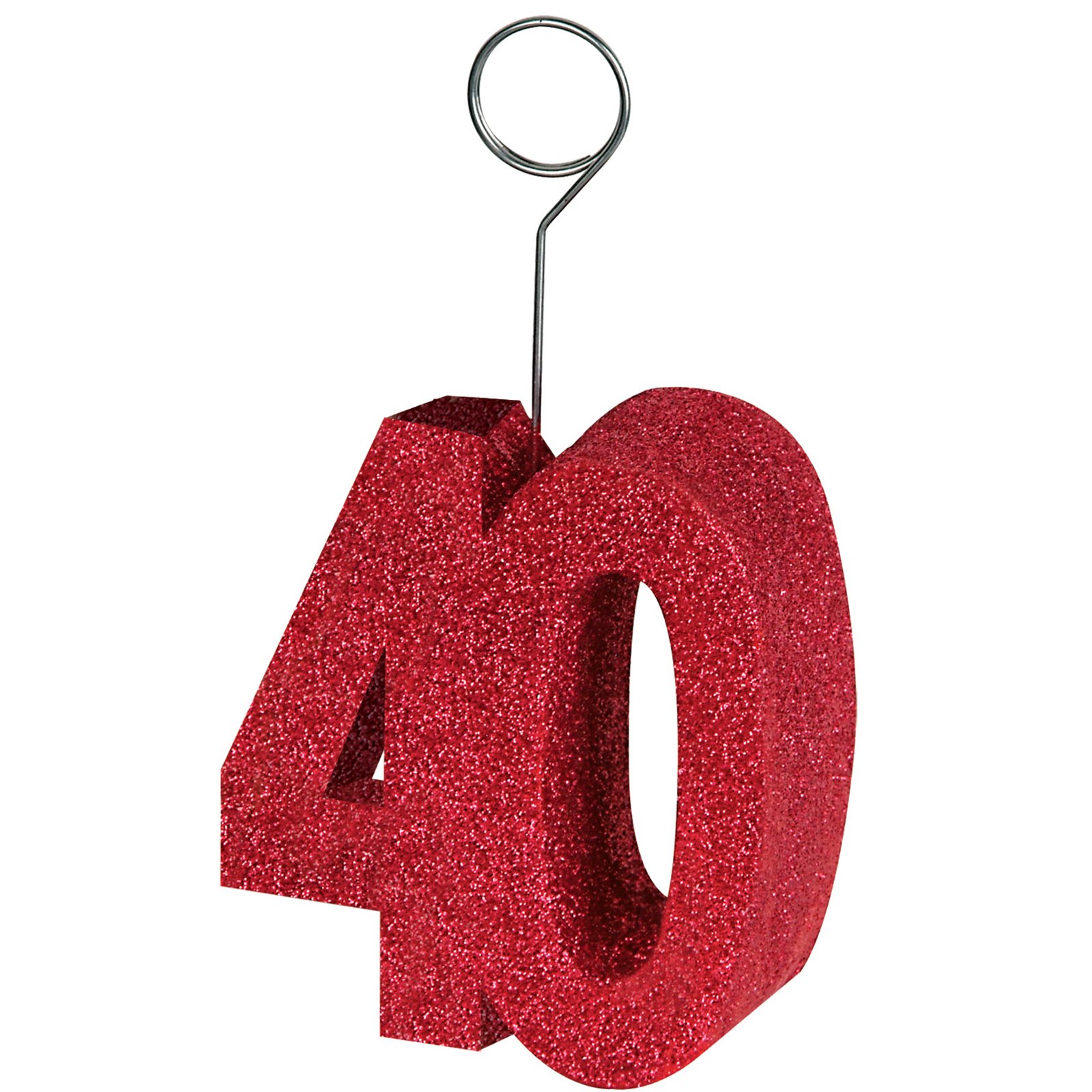 Red Glittered "40" Balloon Weight / Photo Holder