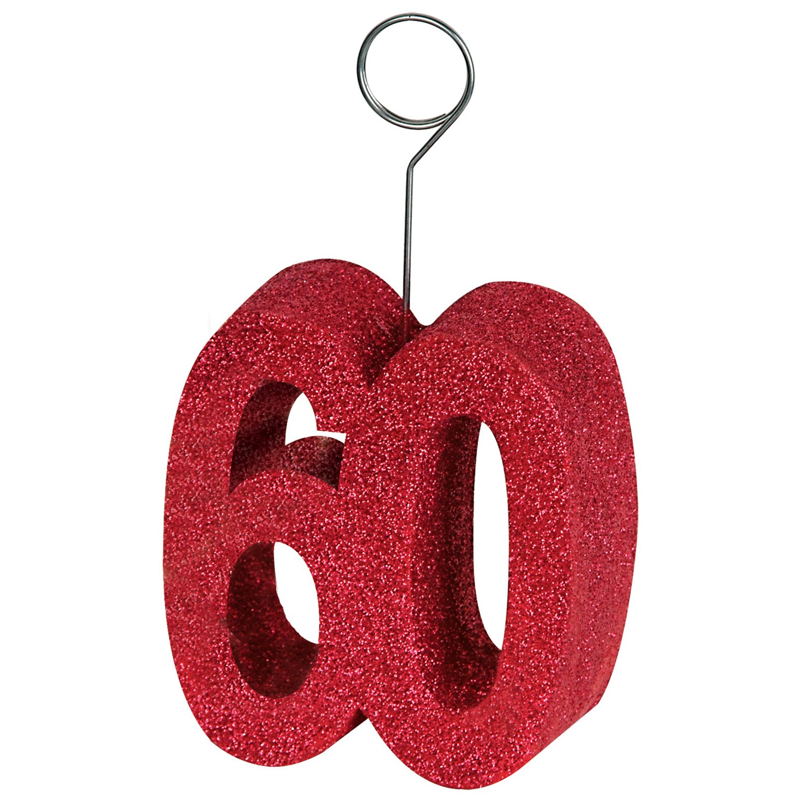 Red Glittered "60" Balloon Weight / Photo Holder