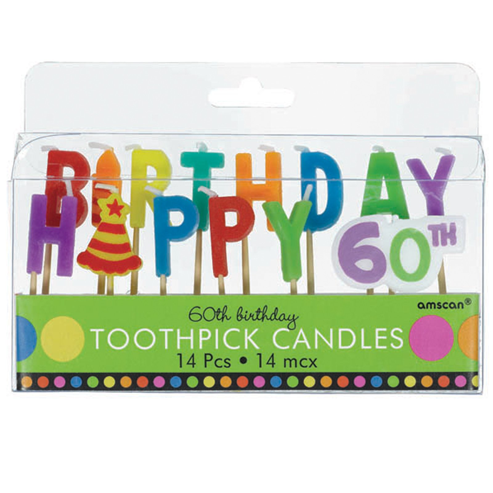 60th Birthday Toothpick Candles (14 count)