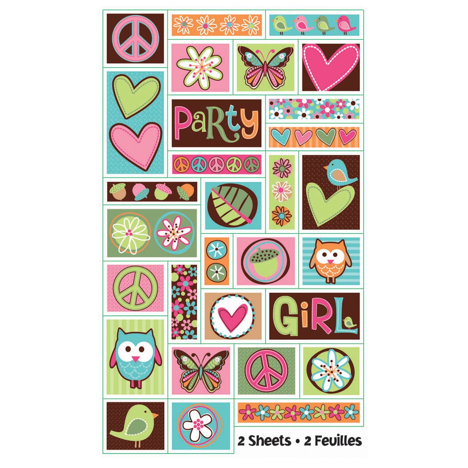 Hippie Chick Birthday Sticker Sheets (2 count)