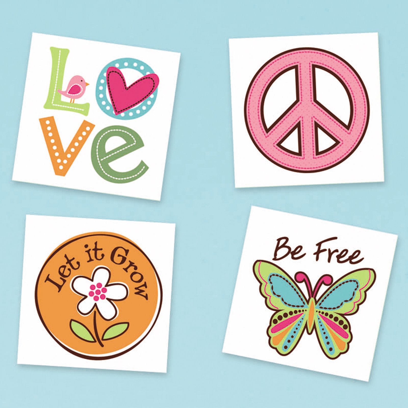 Hippie Chick Temporary Tattoos Assorted (24 count)