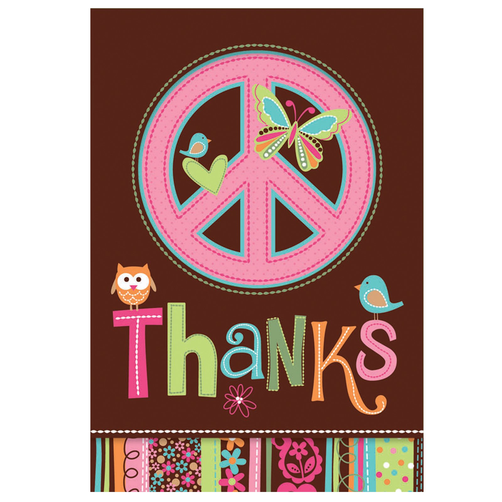 Hippie Chick Birthday Thank You Cards (8 count)