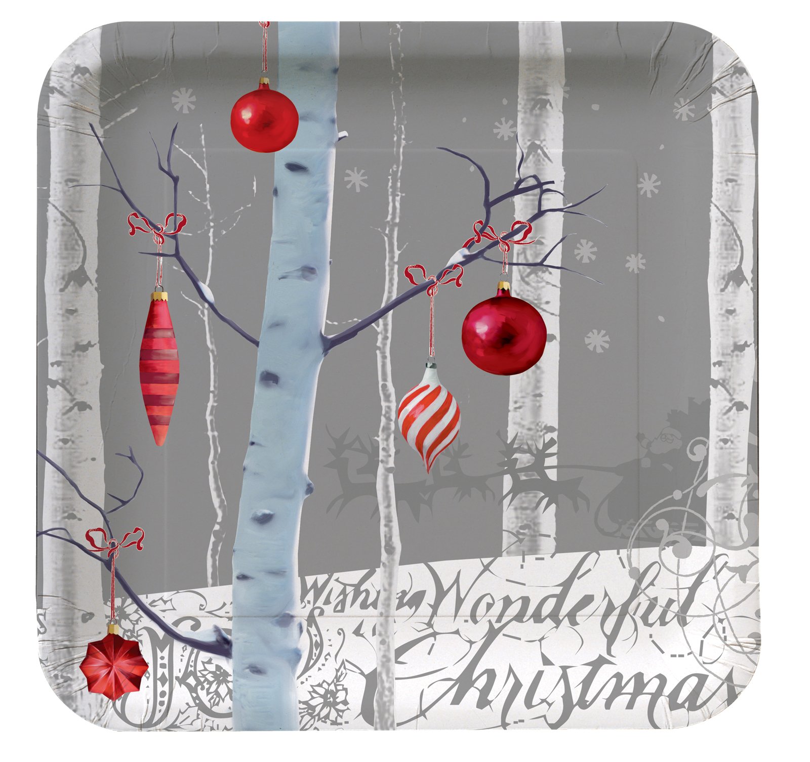 White Winter Christmas - Square Dessert Plate (8 count)