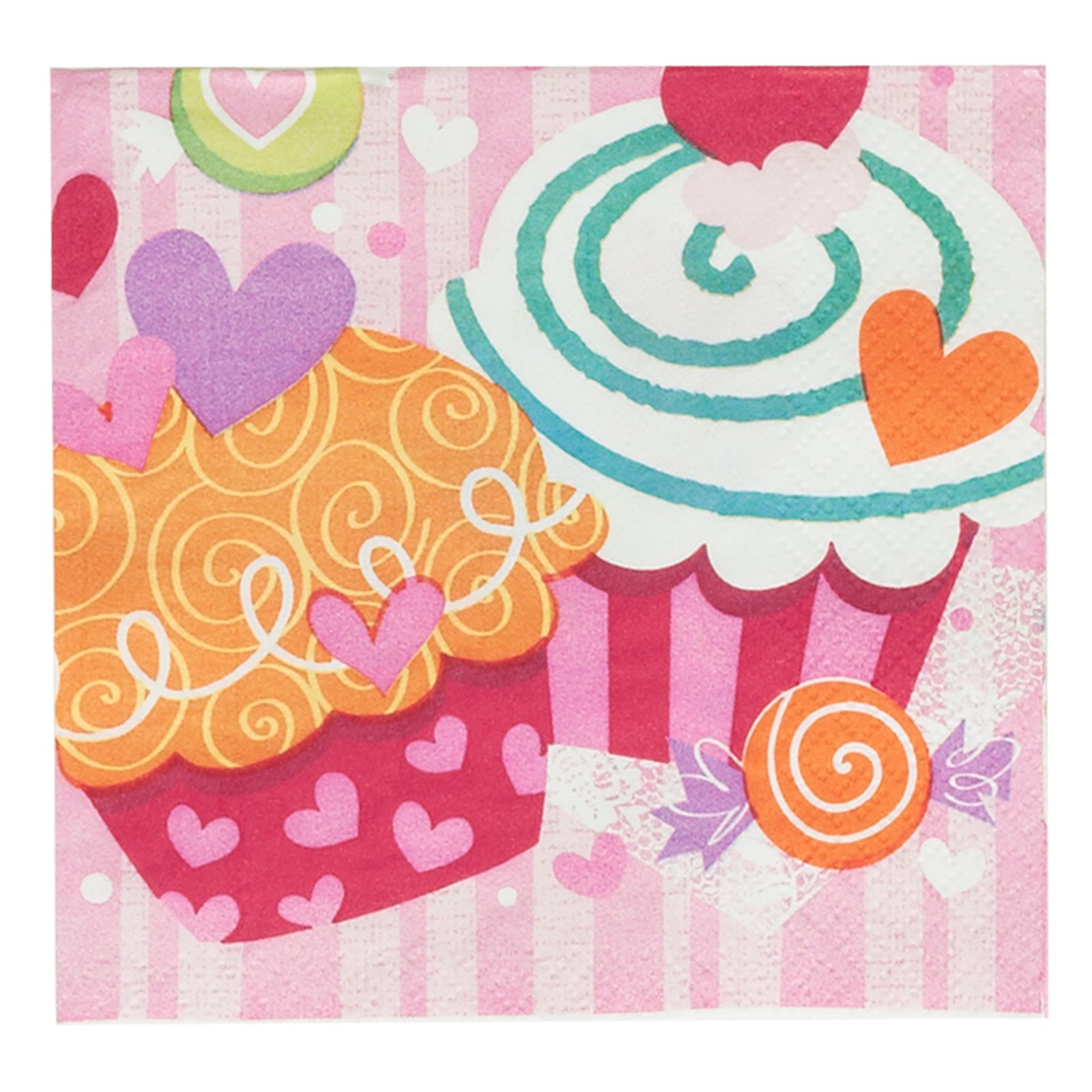 Valentine&#39;s Day Cupcake Hearts - Beverage Napkins (16 co