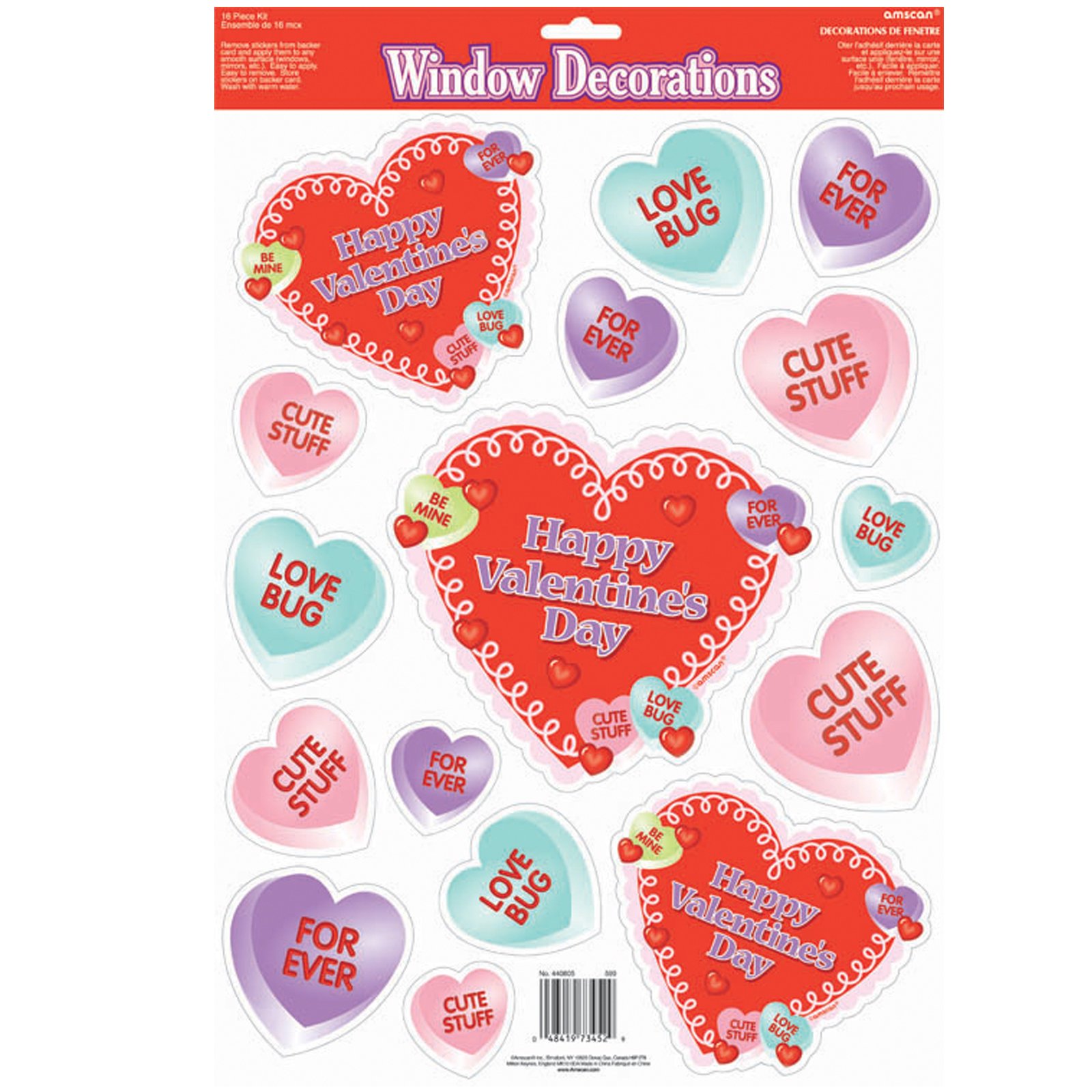 Candy Heart Vinyl Window Clings