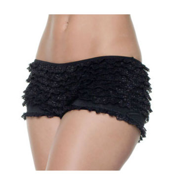 Plus Size Black Ruffle Boy Shorts