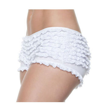 Plus Size White Ruffle Boy Shorts