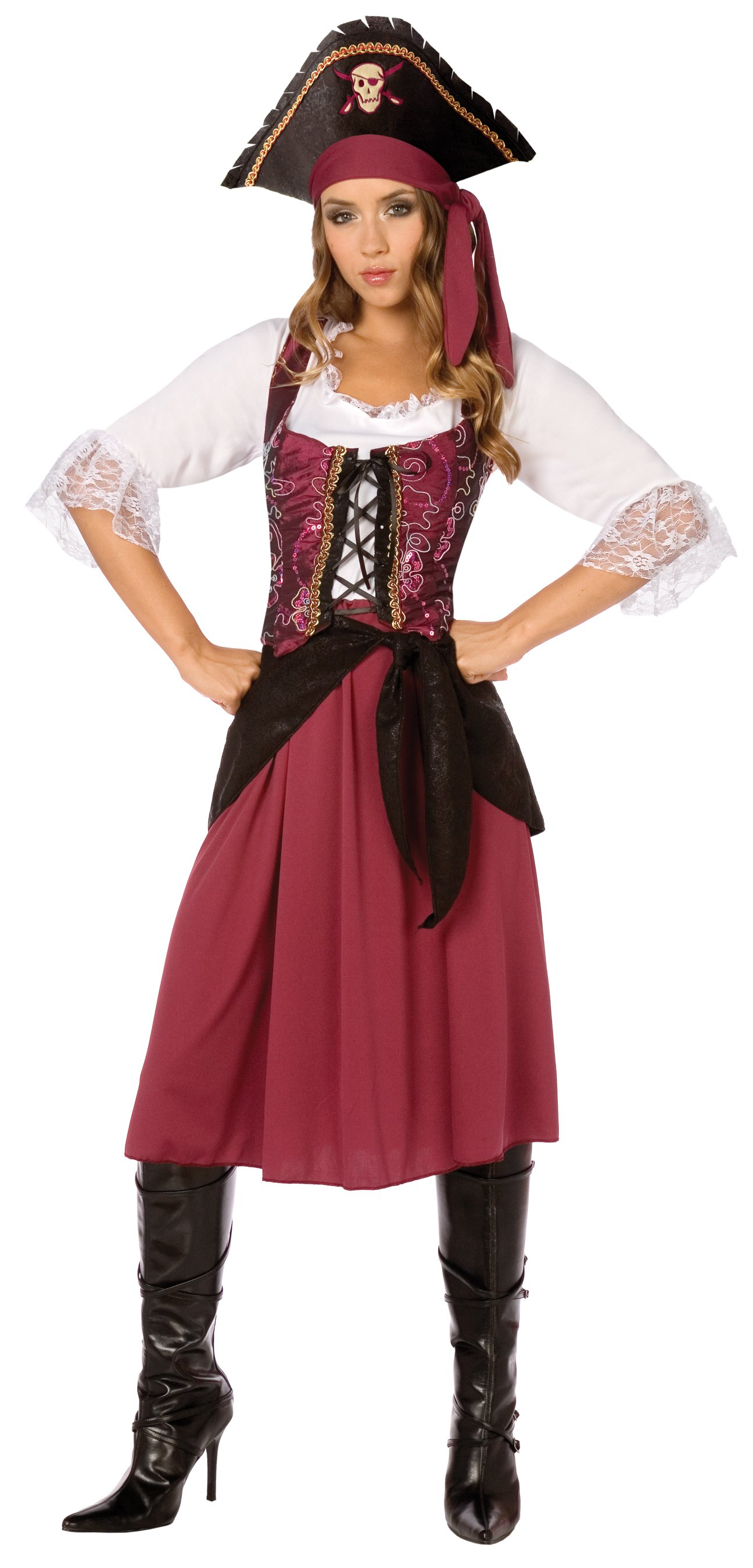 Burgundy Pirate Wench Adult Plus Costume