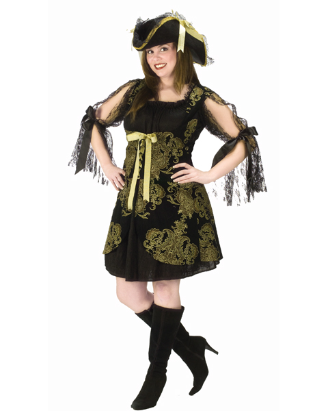 Plus Size Gold Brocade Pirate Costume