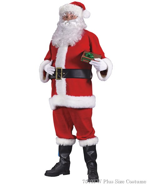 Adult Plus Size Flannel Santa Suit