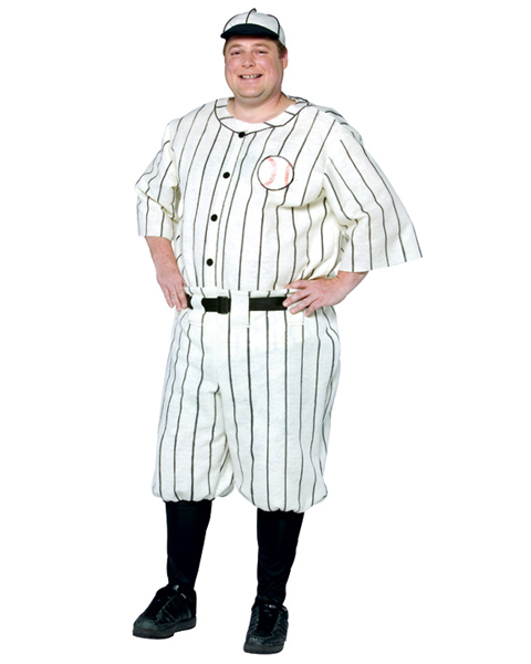 Mens Plus Size Old Time Baseball Player Costume