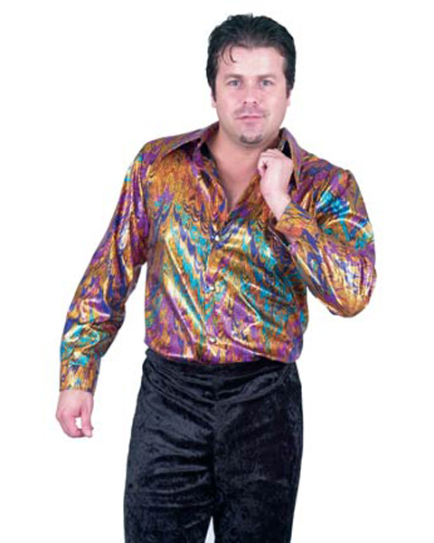 Mens Plus Disco Multi Rainbow Shirt