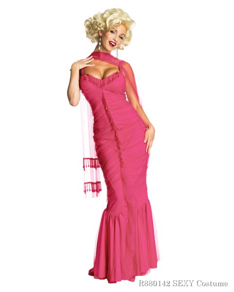 Womens Marilyn Monroe Pink Dress Sexy Costume
