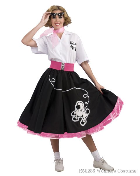 Black 50s Poodle Skirt Womens Costume